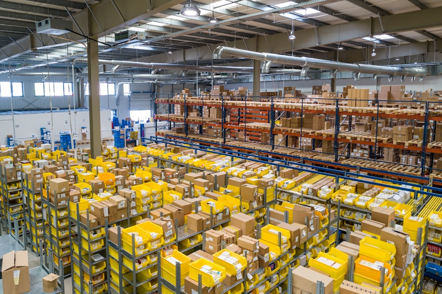 A warehouse stocked with business inventory